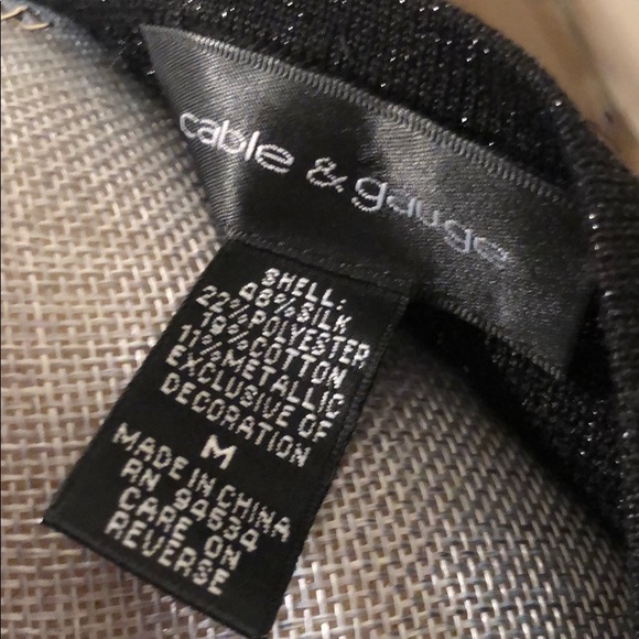 Black with sparkle dolman 3/4 length sleeve top - Picture 5 of 6